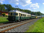VPM - Triebwagen BDe 4/4 201 am Schluss des Whisky Train im Schiebedienst unterwegs bei Busswil am 04.09.2021