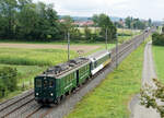 Der EUROVAPOR BDe 3/4 43  APFELSAFT-EXPRESS  der ehemaligen Bodensee Toggenburg Bahn (BT) auf Sonderfahrt von Romanshorn nach Couvet bei Selzach am 29.