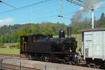 Zum Jubiläum 150 Jahre Emmentalbahn gab es am 17.05.2025 Extrafahrten. Die Lok 2 der ehemaligen Solothurn-Moutier-Bahn steht im Bahnof Sumiswald BE bereit für eine Extrafahrt.