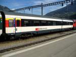 SBB - 1 Kl. Personenwagen mit Serviceabteil  AS 50 85 81-95 016-1 abgestellt im Bahnhof von Brig am 20.09.2007