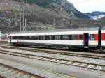 SBB - Personenwagen  2 Kl. B 50 85 21-95 049-5 im Bahnhofsareal Brig am 24.03.2013