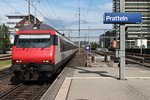 Bt 50 85 28-94 923-5 CH-SBB am 14.05.2015 bei der Durchfahrt mit der Re 460 050-8  Züspa  am Zugschluss als IR (Zürich HB - Frick - Basel SBB) in Pratteln gen Zielbahnhof.