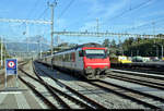 Bt (50 85 28-94 901-1 CH-SBB) mit Schublok Re 460 038-3  Hauenstein  als IC 882 (IC 2) von Lugano (CH) nach Zürich HB (CH) erreicht den Bahnhof Arth-Goldau (CH) auf Gleis 8.