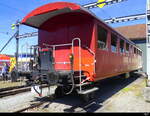 Verein Historische Seetalbahn - Personenwagen B 15 / 55 85 20-03 014-6 (ex SBB Seetalwagen) vor der Remise in Hochdorf am 02.09.2023