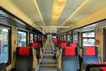 Fast leere 1. Klasse im RE (Rheintal-Express) von Chur nach St. Gallen kurz vor Abfahrt in Chur. Aufgenommen am 10.07.2012