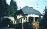 Chemin de fer Aigle–Leysin (AL)_BDeh 4/4 + Bt an der bergseitigen Endstation 'Bahnhof Leysin Grand Hôtel' (damals noch zweigleisig).__06-09-1976