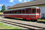 TransN / CMN - Ausrangierter Steuerwagen Bt 12 abgestellt vor dem Depot im Bahnhofsareal von Les Brenets am 11.07.2026