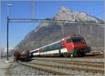 Steuerwagen in alter EW IV Bemalung an einem IC Chur - Basel SBB in Sargans vor dem Gonzen 1829m. (29.01.2008)