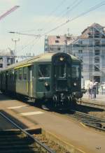 SBB - Steuerwagen ABt im Bahnhof Rorschach Hafen im Mai 1985  ..