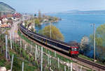 SBB: Bahnidylle am Bielersee aus dem Jahre 2006.
Re 4/4 II - Pendel mit BDt auf dem einspurigen Streckenabschnitt zwischen Twann und Ligerz im März 2006.
Foto: Walter Ruetsch 