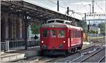 Während des montäglichen Unterhaltsfensters des BDeh 3/6 25, kommt ABDeh 2/4 23 zum Einsatz auf der Rorschach-Heiden-Bergbahn. Die RHB-Züge fahren fast ausnahmslos ab Gleis 1 in Rorschach. (11.09.2017)