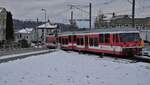 BDeh 3/6 25 der Rorschach-Heiden-Berg Bahn (AB) im noch winterlichen Heiden unterwegs am 27. Februar 2023.
Foto: Walter Ruetsch