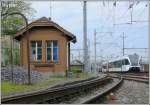 Die Strecke nach Heiden ist wegen der Zahnstange fr den RABe 526 754-7 tabu. Beim Wrterhuschen bei der Bergstation befindet sich noch ein simpler alter Wasserkran fr die ursprnglichen Dampfloks. (28.04.2008)