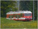 Der in Landquart bei der RhB revidierte BDeh 3/6 25 neu in den Farben der Appenzeller Bahnen bei der gestrigen Probefahrt unterhalb von Heiden.