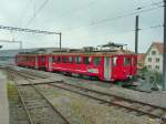 AB / RHB - Beide Triebwagen ABDeh 2/4  23 und ABDeh 2/4  24 mit Unterschiedlicher Beschriftungen abgestellt im Bahnhof Heiden am 06.09.2012