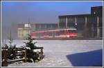 Impressionen aus dem Appenzellerland: R5019 mit BDeh 3/6 25 taucht aus dem Nebel auf kurz vor Heiden. (03.12.2013)