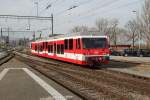 Zug der Rorschach-Heiden Bergbahn bei der Einfahrt in Rorschach.25.02.14