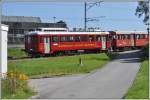 Der ABDeh 2/4 24 verlässt Heiden zusammen mit dem zum Fahrradwagen umfunktionierten B9 und drei offenen Sommerwagen. (08.09.2014)