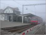 Bahnhof Heiden von der Gleisseite her, mit BDeh 3/& Nr. 25 nach Rorschach Hafen. (15.01.2007)