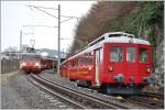 Begegnung zwischen Regelzug mit BDeh 3/6 25 + B10 + B11 mit Extrazug mit ABDeh 2/4 24 + Bt31 in Wienacht-Tobel.