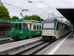 MBC - Triebwagen Be 4/4 11 und Be 4/4 33 im Bahnhof von Morges am 12.05.2020