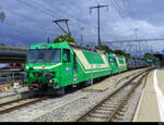 MBC ( BAM ) - Ge 4/4 22 + Ge 4/4 21 mit Güterzug im Bahnhof von Morges am 06.05.2022