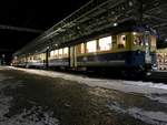 Am Abend vom 1.12.17 kurz vor 18 Uhr kam dieser 4 Teilige Zug mit dem ABeh 4/4 I 310 und ohne Gelenksteuerwagen in Lauterbrunnen an.
