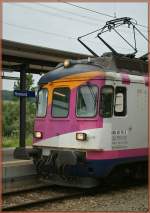 Nach dem  Ende  der MThB fanden wenige ABDe 4/4 bei Privatbahnen Unterschlupf, wie hier der ABDe 537 176-0 ehemals  Stadt Wil  bei der TPF. 
27. Mai 2011