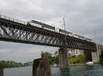 Thurbo Triebwagen am 2.8.2007in Schaffhausen auf der Rheinbr�cke