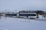 RABe 526 758-8 verl�sst am 31.1.10 Algetshausen-Henau.