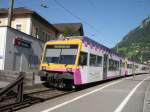 GTW 2/6 mit Zusatzsteuerwagen der Thurbo ist soeben im Stumpengleis 6 in Sargans angekommen aus Richtung Buchs SG.