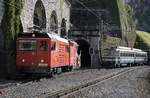 Rochers-de-Naye Bahn MGl/GN  Sehr seltene Gäste in Montreux sind:  Hem 2/2 12 mit X rote 4.