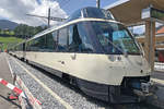 MOB, ABe 4/4 Ast 151 Steuerwagen mit GoldenPass Panoramic Zweisimmen - Montreux, Bahnhof Zweisimmen, 29.Juli 2020.