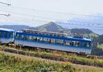 Rigi Bahn zwischen Rigi Staffel und Rigi Kulm: Triebwagen BDhe2/4 12 von 1949 der früheren Arth Rigi Bahn ARB. 21.August 2021