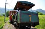 Dampfloktreffen Goldau 24.Mai 2009. Die legendre Lok Nr.7 mit Baujahr 1873 bei einer Pendelfahrt bei der Station A4-Goldau.