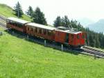 VRB Zug mit zwei Vorstellwagen auf der Talfahrt Richtung Vitznau.23.05.09