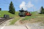 Dampflok H 1/2 7 bei der Einfahrt in Rigi Staffel am 12.8.09.