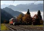 Rigiherbst. 
Ein Frhzug von Vitznau vor Rigi-Kaltbad (BDhe) mit Ladewagen. 
11.Oktober 2008