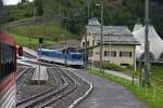 Bahnhof Rigi Staffel am 3.August.2011. Im Hintergrund die parallel fhrende Strecken nach Rigi Kulm.