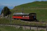 Bhe 2/4 2 fhrt am 17.8.12 von Rigi Staffel Richtung Rigi Kulm.