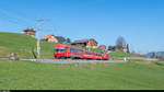 Die Ge 4/4 1 der Appenzeller Bahnen schiebt am 27.