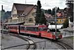 S24 mit Abt 117 und BDeh 4/4 16 aus Altstätten Stadt fährt in Gais ein, (04.09.2018)
