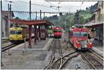S22 2160 mit BDhe 4/4 13 nach Teufen, S22 2157 mit BDhe 4/4 15 nach Appenzell haben Anschluss in Gais nach Altstätten Stadt mit der S24 3163 BDhe 4/4 16.