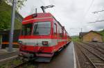 Bahnhof Wasserauen am 12.05.2010 BDe 4/4 Nr 42 wartet auf die Rckfahrt ber Appenzell nach Gossau. 