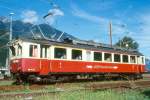 AB - ABe 4/4 42 am 29.08.1997 in Castione - Gleichstromtriebwagen Appenzeller Bahn - Baujahr 1933 - SIG/MFO - 452 KW - Gewicht 34,20t - 1./2.Klasse Sitzpltze 12/40 - LP 16,70m - zulssige Geschwindigkeit 65 km/h - Logo RhB in italienisch. Lebenslauf: ex AB BC 4/4 42 - 1964 ABe 4/4 42 - 1987 bis 2003 leihweise bei der RhB im Misox - 2004 SEFT ABe 4/4 2. Hinweis: Die Triebfahrzeugserie bestand aus 3 Fahrzeugen mit den Nummern 41 bis 43, gescanntes Dia
