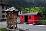 Nicht nur die RhB ist in Bergn prsent, sondern mitten im Dorf steht neuerdings dieser D161 der Appenzeller Bahnen und dient zweckentfremdet als Hofladen fr buerliche Produkte. (12.06.2013)