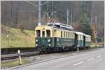 Abschiedsfahrt mit dem  Föfi  (5) über die Ruckhalde nach St.Gallen. BCFeh 4/4 5, D165 und B119 in der Dienststation Liebegg. (13.11.2016)