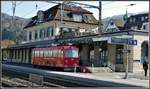 BDeh 1/2 Nr.1  Liseli  an der Talstation Rheineck, wo Perrongleich Anschlüsse an die S-Bahn nach St.Gallen bestehen.