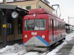 RhW / AB - Zahnradtriebwagen BDeh 1/2  1 bei der ausfahrt von Bahnhof Rheineck am 27.12.2010