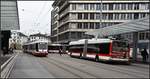 Be 4/8 35 von Trogen auf dem neu gestalteten Bahnhofplatz in St.Gallen.